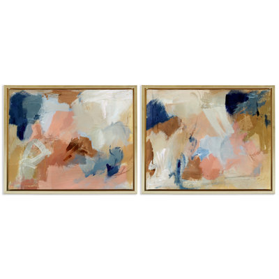  Energetic Rustic Abstractions, ensemble de 2 toiles flottantes encadrées par Victoria Barnes