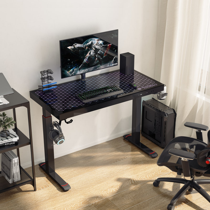 Adjustable Height Glass Stainless Steel Standing Desk