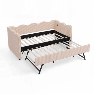 Upholstery Daybed with Pop-Up Trundle,USB Port