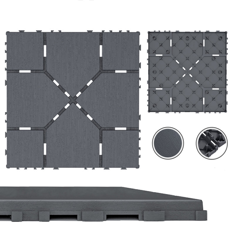 44 Pack Outdoor Interlocking Deck Tile Plastic Flooring for Patio, Balcony,Backyard