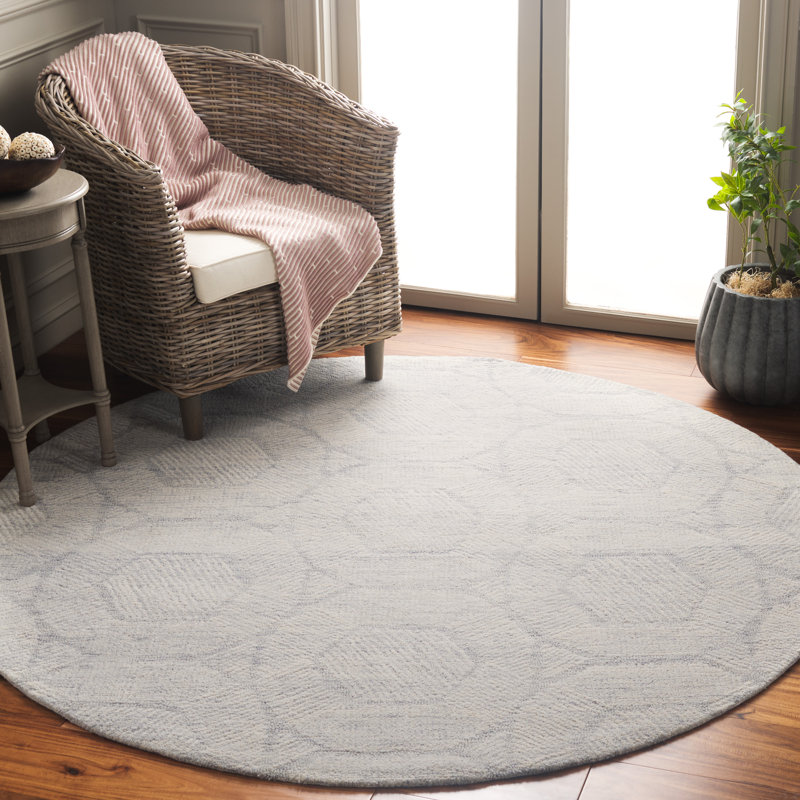 Metro Hand Tufted Wool Pile Geometric Rug, Round 6'