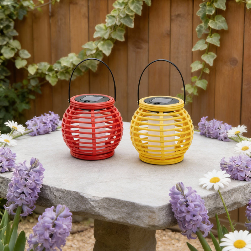 Solar Powered Waterproof Rattan Lanterns For Outdoor – 4 Pack Colorful Hanging Led Lights With Auto On/Off, Ip44 Weather Resistant, Spring Patio Garden Decor