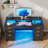 63''W Computer Desk With 3-Color Sensor Light & Power Outlets, Sturdy Table with Monitor Stand & File Drawer-483290564