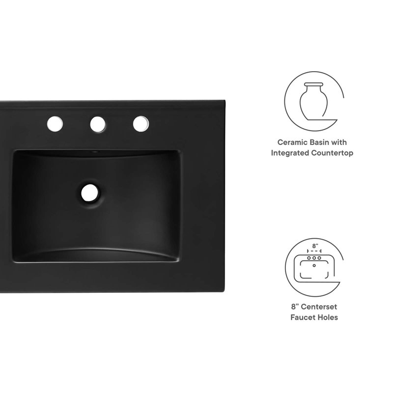 Modway Cayman 48" Double Basin Bathroom Sink, Black