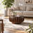 Khadim 30.7" Drum Coffee Table, Modern Unique Fluted Contemporary Wood Round Coffee Table with Fluted Center Table Design for Living Room, Walnut-161999406