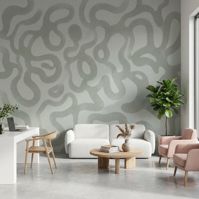 Papier peint organique abstrait gris