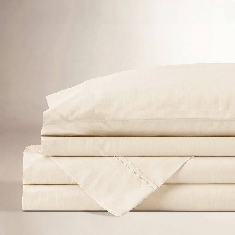 Ensemble de draps 100% flanelle de coton, Grand avec deux taies d'oreiller, Uni ‑ ivoire immaculé