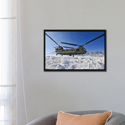 « snow vole up as a armée us ch-47 chinook d’hélicoptère prépare à land », reproduction de photo sur toile