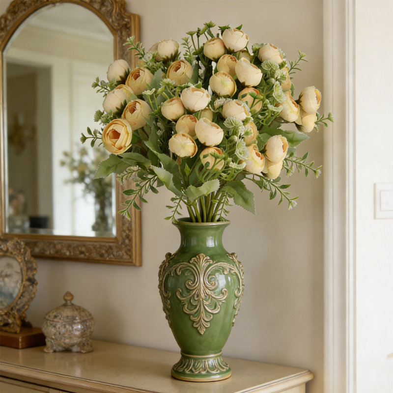 6 pièces bourgeons de thé flocon de neige style de tissu de fleurs bouquet de roses artificielles décoration de jardin maison mariage