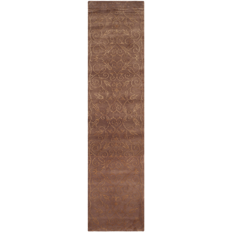 Tibetan Batroun Hand Knotted Silk/Wool Lilac Area Rug, Runner 2'6" x 10'