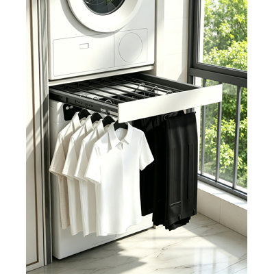 Séchoir à vêtements dissimulé rétractable avec mécanisme à pousser - porte-garde-manger escamotable sur la laveuse, glissière de rangement pour balcon