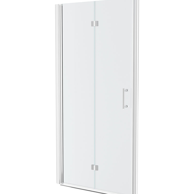 Porte de douche l 30 po x H 72 po avec fonction de pliage, verre trempé, espace, porte d'accès à la salle de bain réglable, porte