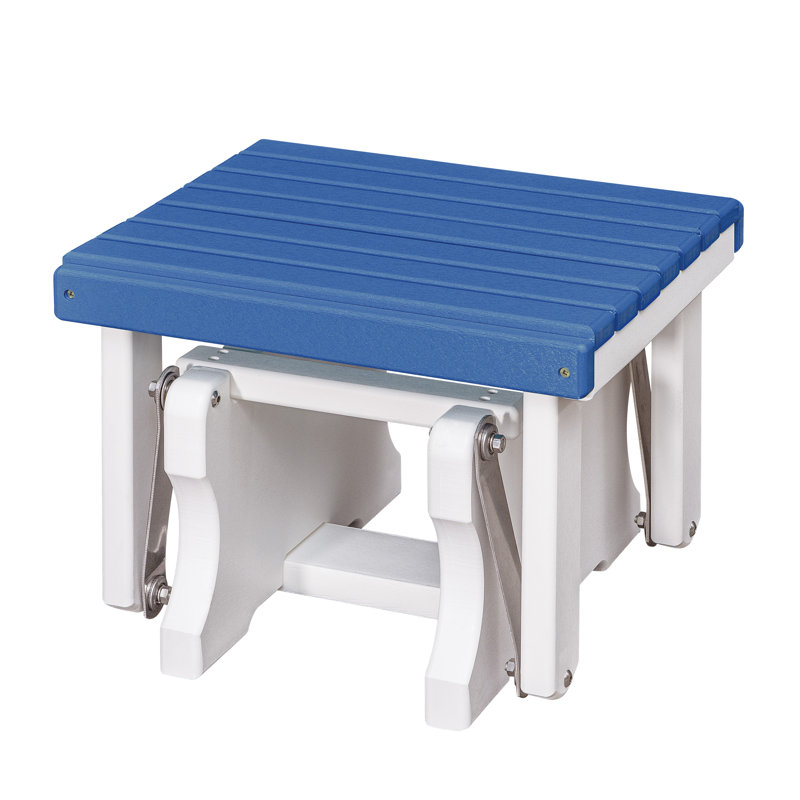 Rasheid Outdoor Ottoman, White/Light Blue