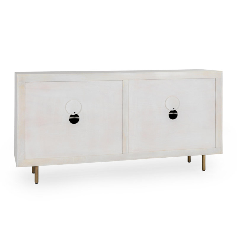 Abshire 76 in. W Solid Wood Sideboard, White Wash