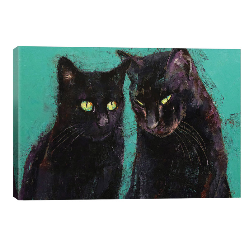 Two Black Cats by Michael Creese - Wrapped Canvas Painting, 101.6 cm H x 66.04 cm W x 3.175 cm D