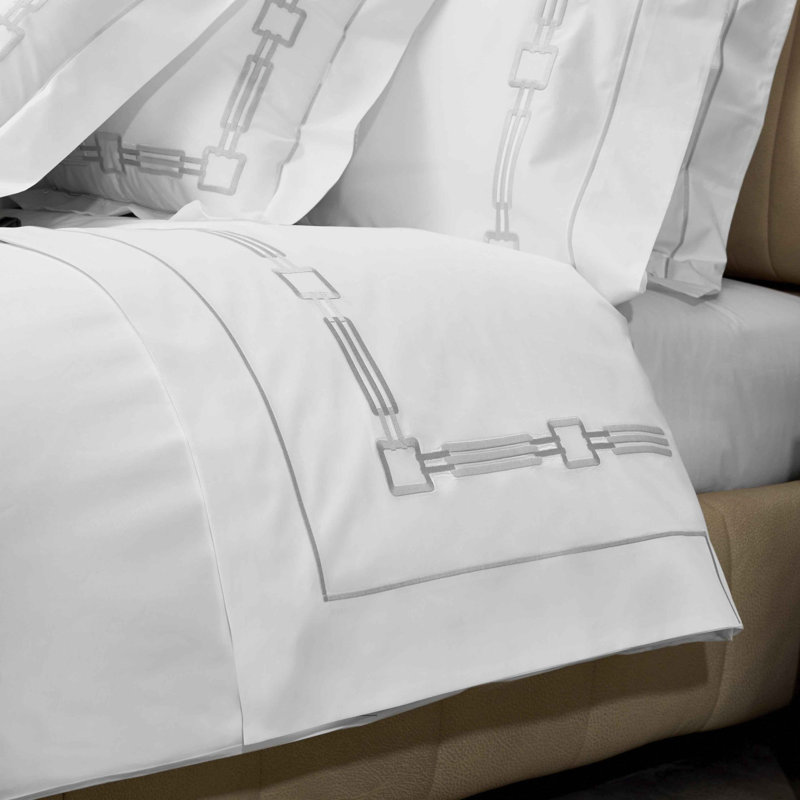 Retro Percale Flat Sheet, King Flat Sheet, Dark Pearl