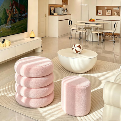 Ensemble de 2 repose-pieds rond avec repose-pieds Boucle (rose) avec couvercle de rangement amovible