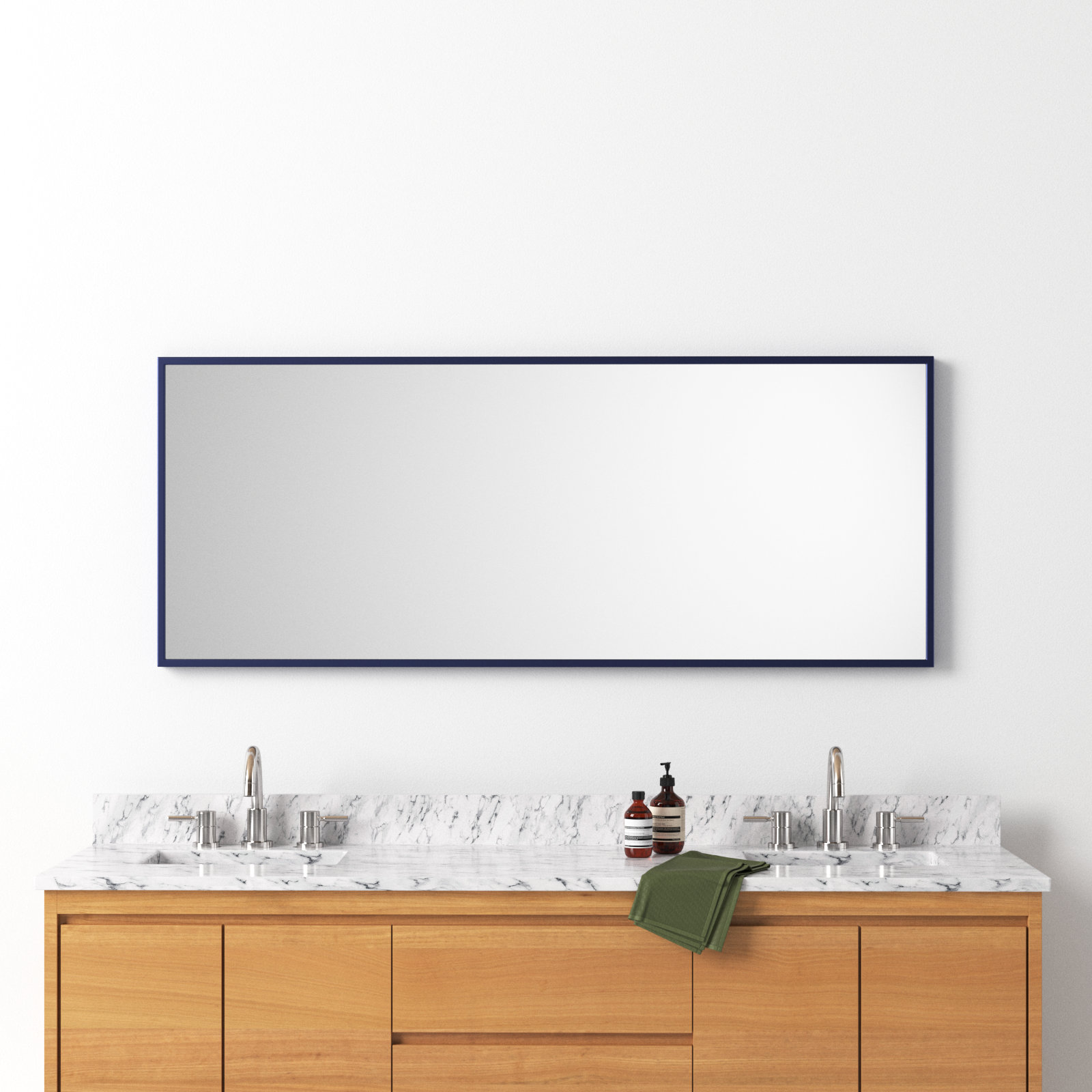 Sabine Metal Rectangle Wall Mirror, 60" x 24", Blue