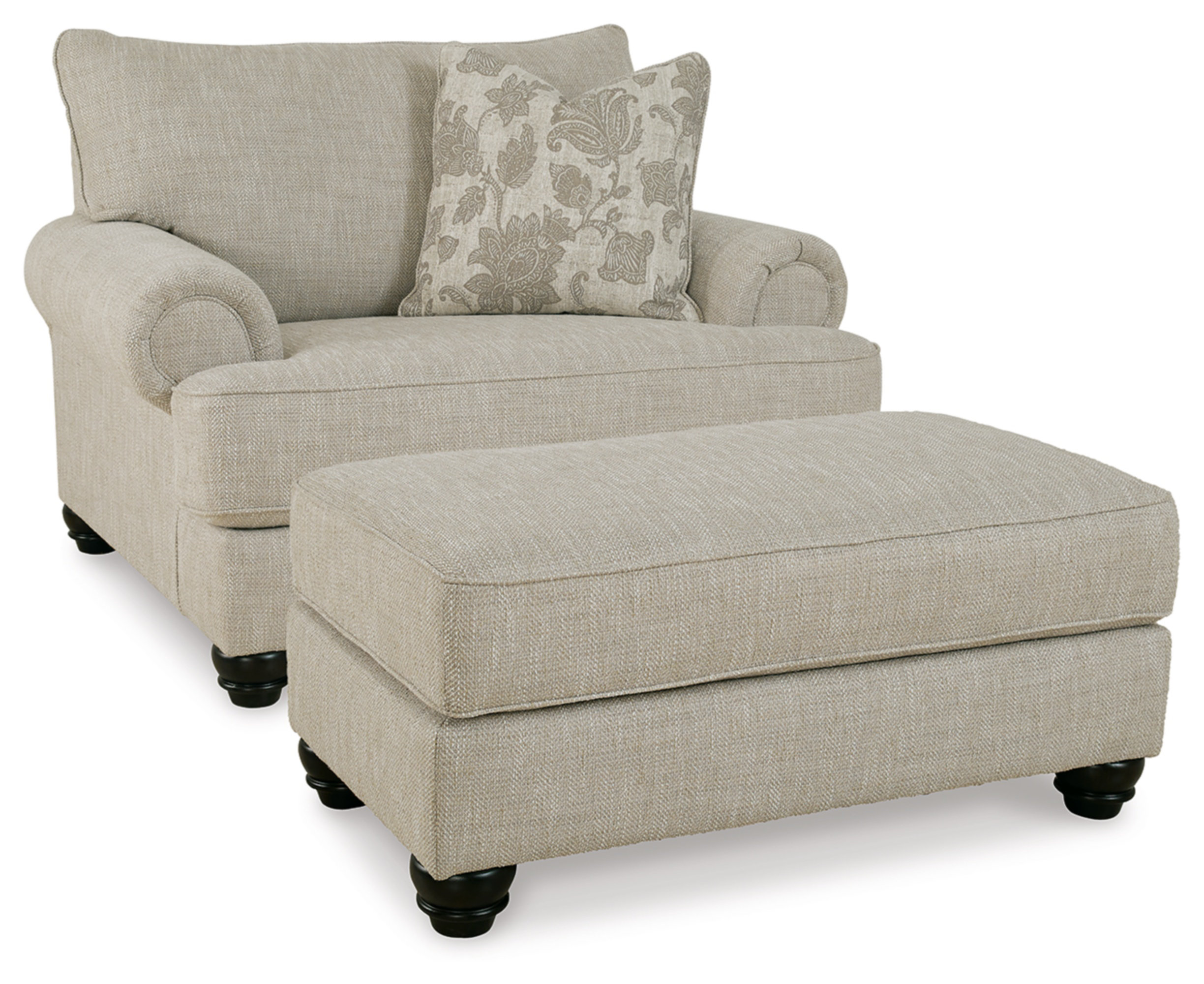 Dunham Upholstered Accent Chair with Ottoman