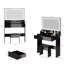 Très grande coiffeuse à miroir à DEL avec tabouret à coussin souple, interrupteur tactile, 3 couleurs d'éclairage, luminosité réglable et grand espace de rangement pour les petits espaces-129697272