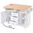 55.7'' White Large Kitchen Island With 2 Drop Leaves, Rolling Cart On 5 Wheels With Power Outlet, Folding Storage Dining Table, Spice & Towel Rack, 3 Drawers For Kitchen, Dining Room-1109821070