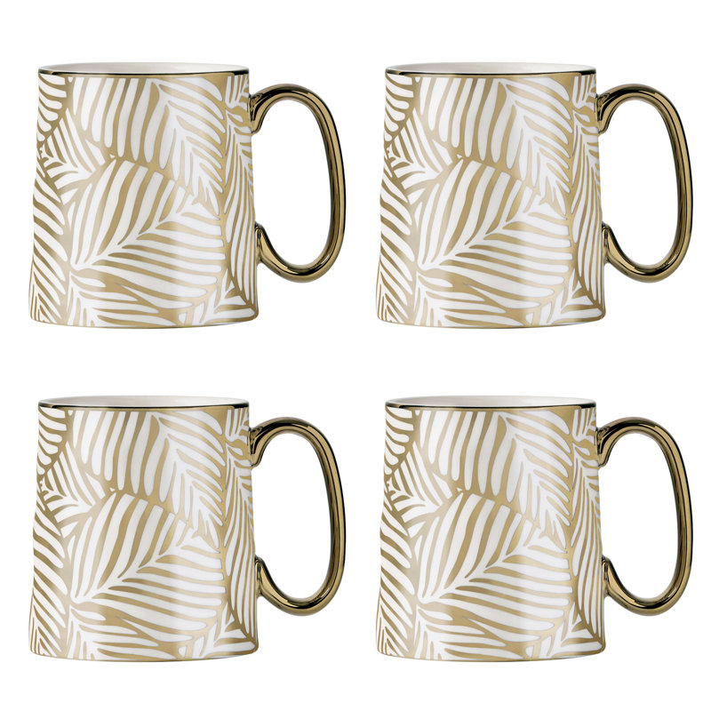 Tropical Mugs, White/Gold