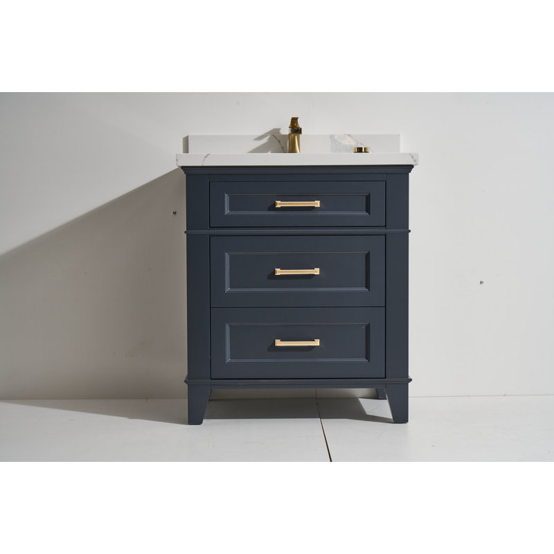 Ensemble de meuble-lavabo en bois massif 31 po Baxlee avec comptoir en quartz et lavabo sous comptoir