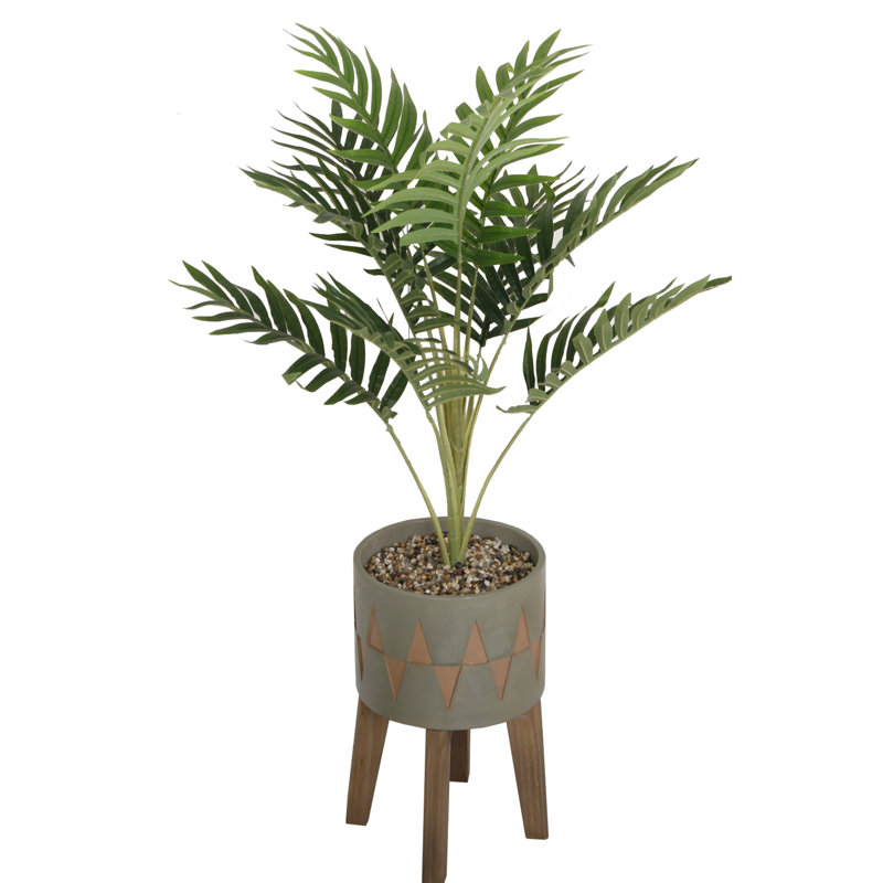 36'' Faux Palm Tree in Cement Planter