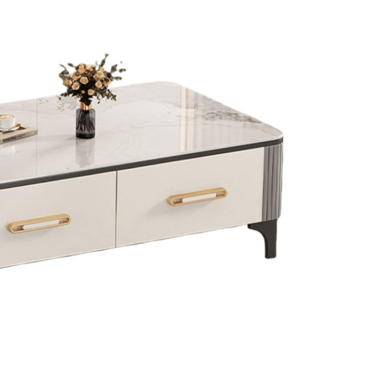 Table basse de luxe Italian Light, 15.74" H x 47.24" L x 23.62" W, Blanc / Brun, Noir