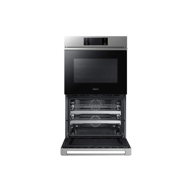 30" Double Wall Oven Steam, Contemporary, Silver Stainless