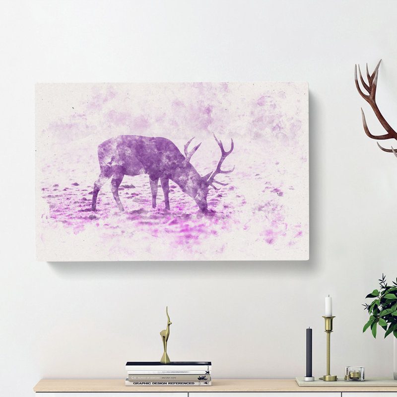 A Grazing Stag - Wrapped Canvas, 40cm H x 60cm W x 3cm D
