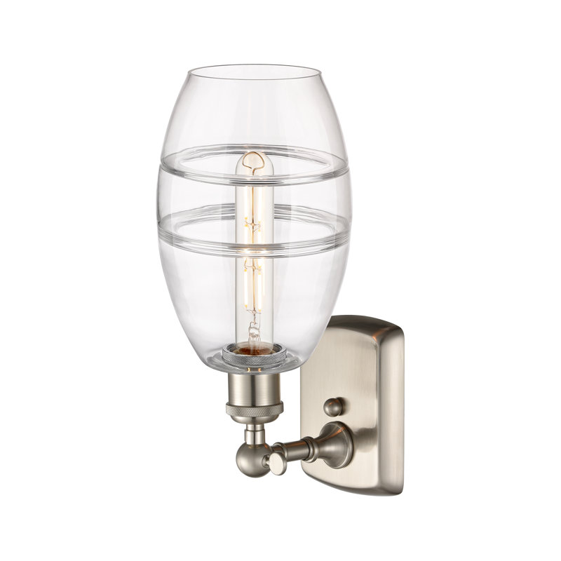 Bettylou Steel Armed Sconce, Clear, 9.13" H x 5.88" W x 7.06" D, Satin Nickel