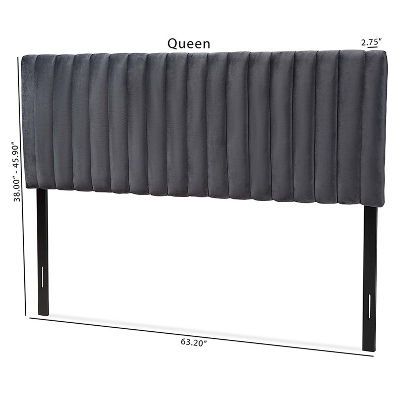 Tête de lit tapissier Coralee, Gris, Grand
