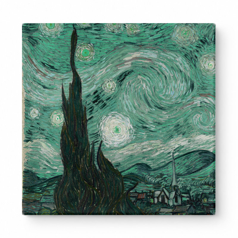 La nuit étoilée (1889) - art mural carré sur toile, 16" W x 16" H