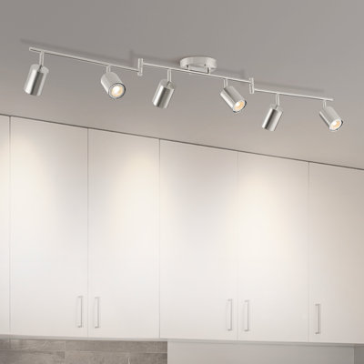 6-Light Track Light Fixture with Adjustable Heads & 6 Bulbs Included