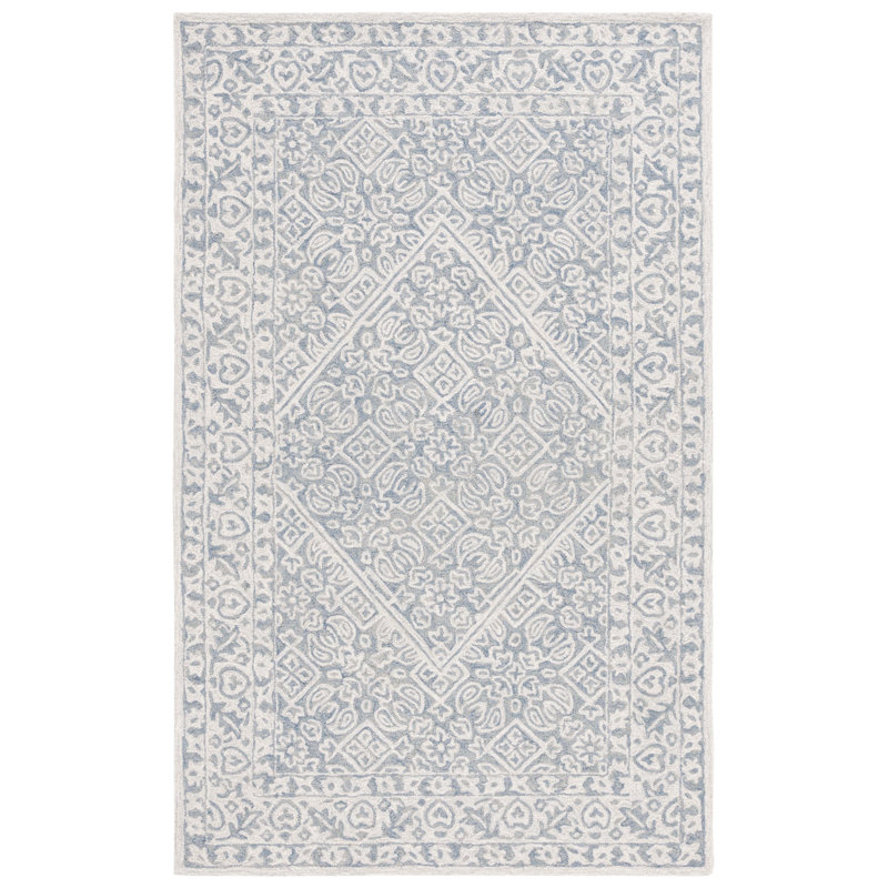 Dip Dye Hand Tufted Wool/Cotton Oriental Rug in Gray/Ivory, Rectangle 4' x 6'