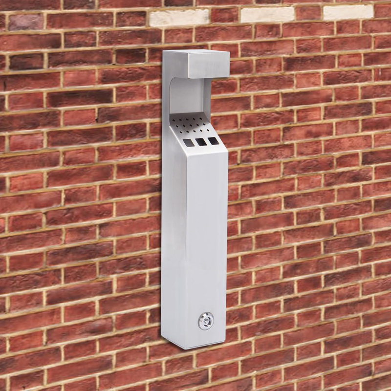 Wall Mounted Trash Can Large Capacity Garbage Can Stainless Steel Ash Bin Outdoor Rainproof Trash Container