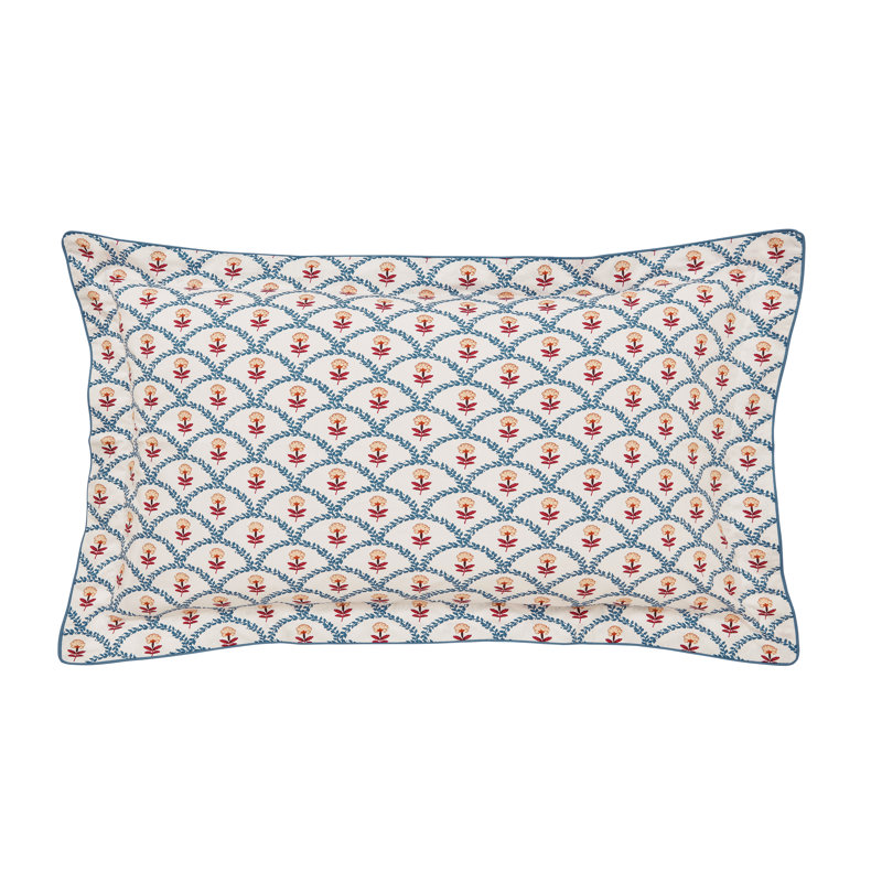 Floral Scallop Cotton Duvet Cover Set, King Size Duvet Cover + 2 Pillowcases