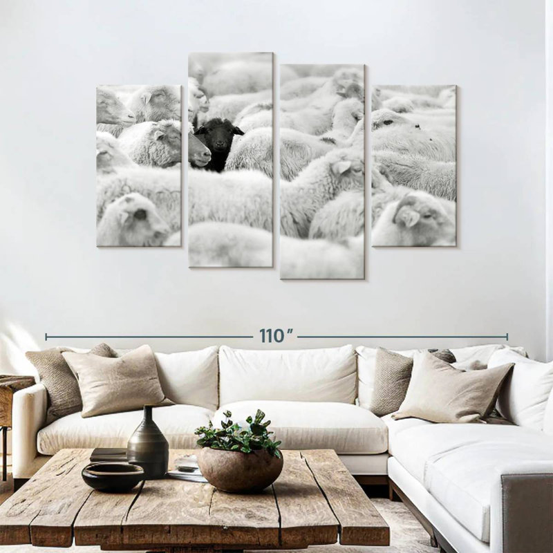 Distinct Black Sheep, 54" H x 84" W