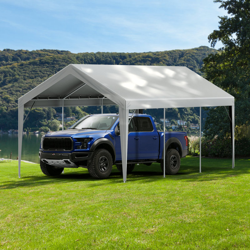 Gray 10' x 20' Waterproof Carport Canopy Cover with Aluminum Frame