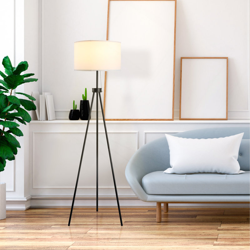 59.75" Tripod Floor Lamp With Pull Chain Standing