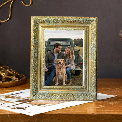 Antique Gold 3 PCS Polished Picture Frame for 5" x 7" Photos and Desk Decor