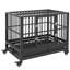 Caisse pour chien robuste de 43 po, grande cage pliable en acier robuste avec 4 roues verrouillables, portes doubles, plateau ouvert et plateaux amovibles pour chiens de taille moyenne et grande, noir-62339859