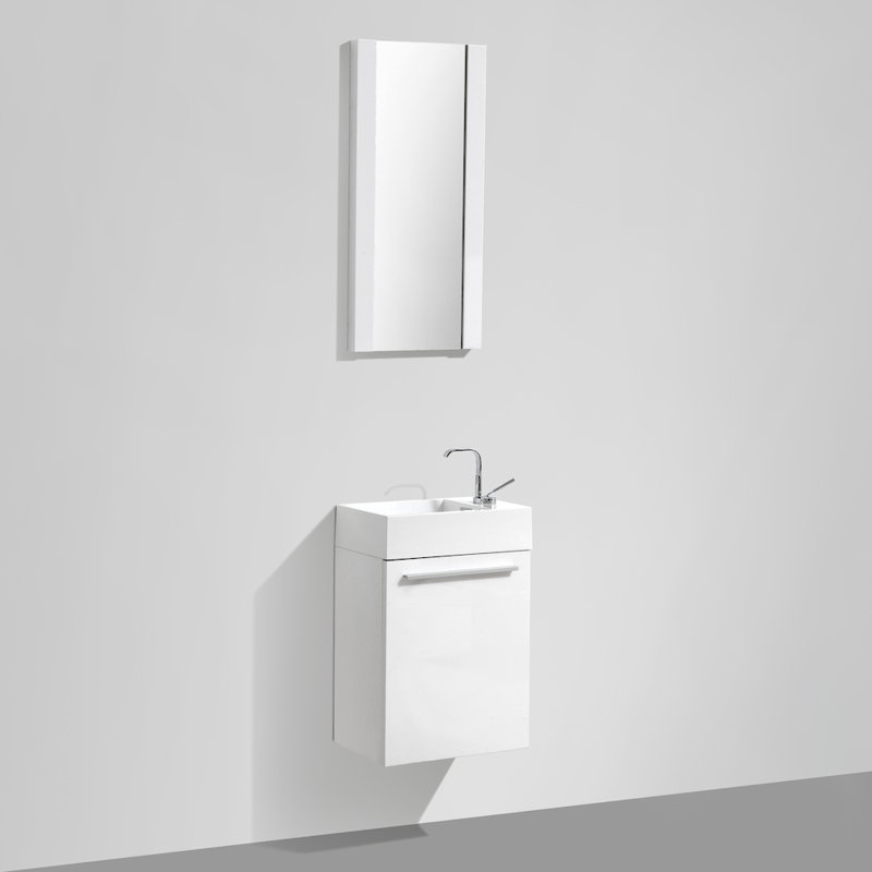 Mandel 18'' Single Bathroom Vanity with Acrylic Top, Glossy White