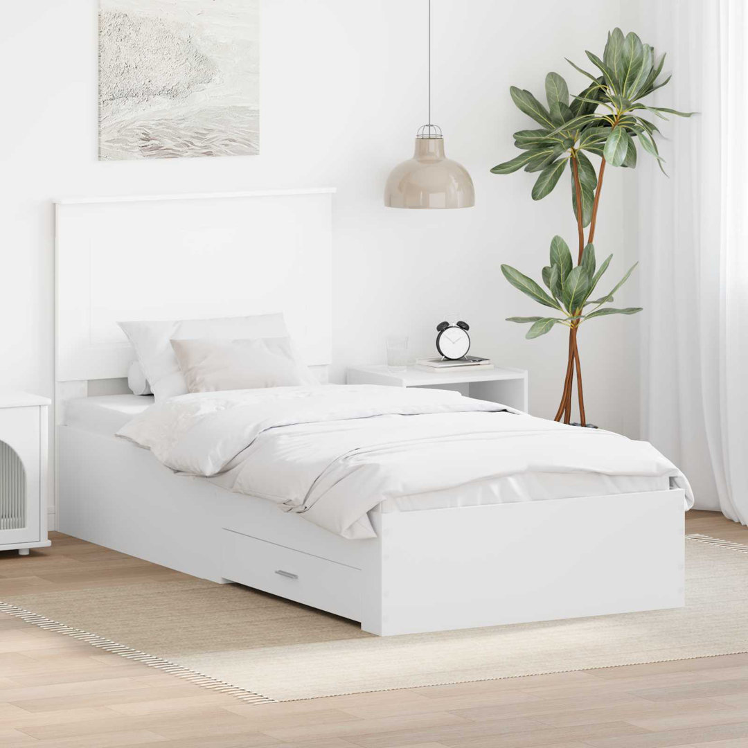 Bed Frame With Drawer Grey Sonoma 100 X 200 Cm Engineered Wood