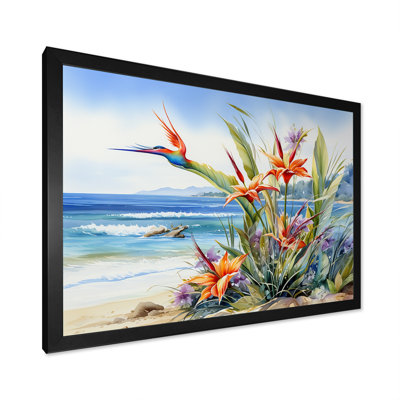 Oiseaux de paradis sur la plage - Oiseaux de paradis, art mural encadré
