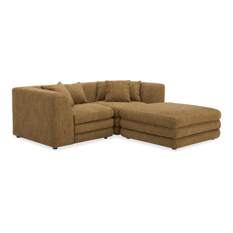 Canapé modulaire 3 pièces Donia, Tweed moutarde lueur ambrée
