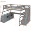 Lit mezzanine double avec 7 tiroirs, 2 tablettes et bureau-717546615
