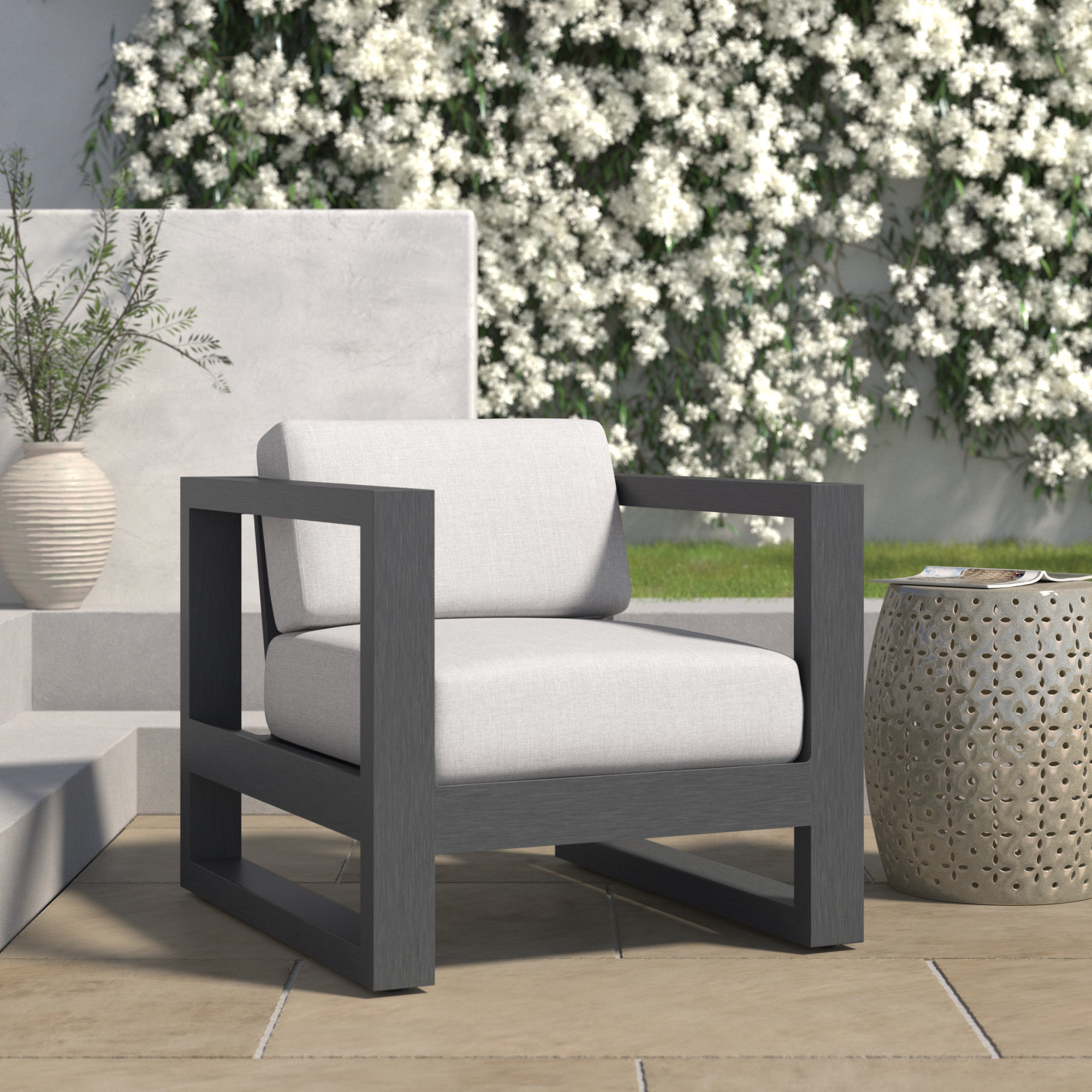 Georgie Aluminum Outdoor Lounge Chair , Sunbrella® Cushions Included, Cast Silver Sunbrella®