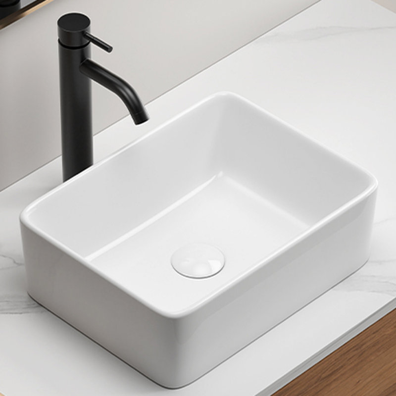 Lavabo vasque en céramique 16 "X12" blanc, conception rectangulaire, petit meuble-lavabo rectangulaire à haute température non poreux et facile à installer